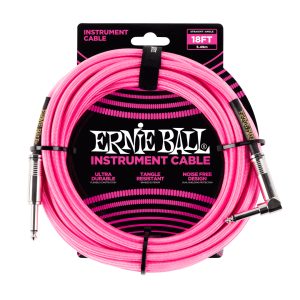 Ernie Ball - Braided Instrument Cable - Straight/Angle - Neon Pink - 18ft - P06083