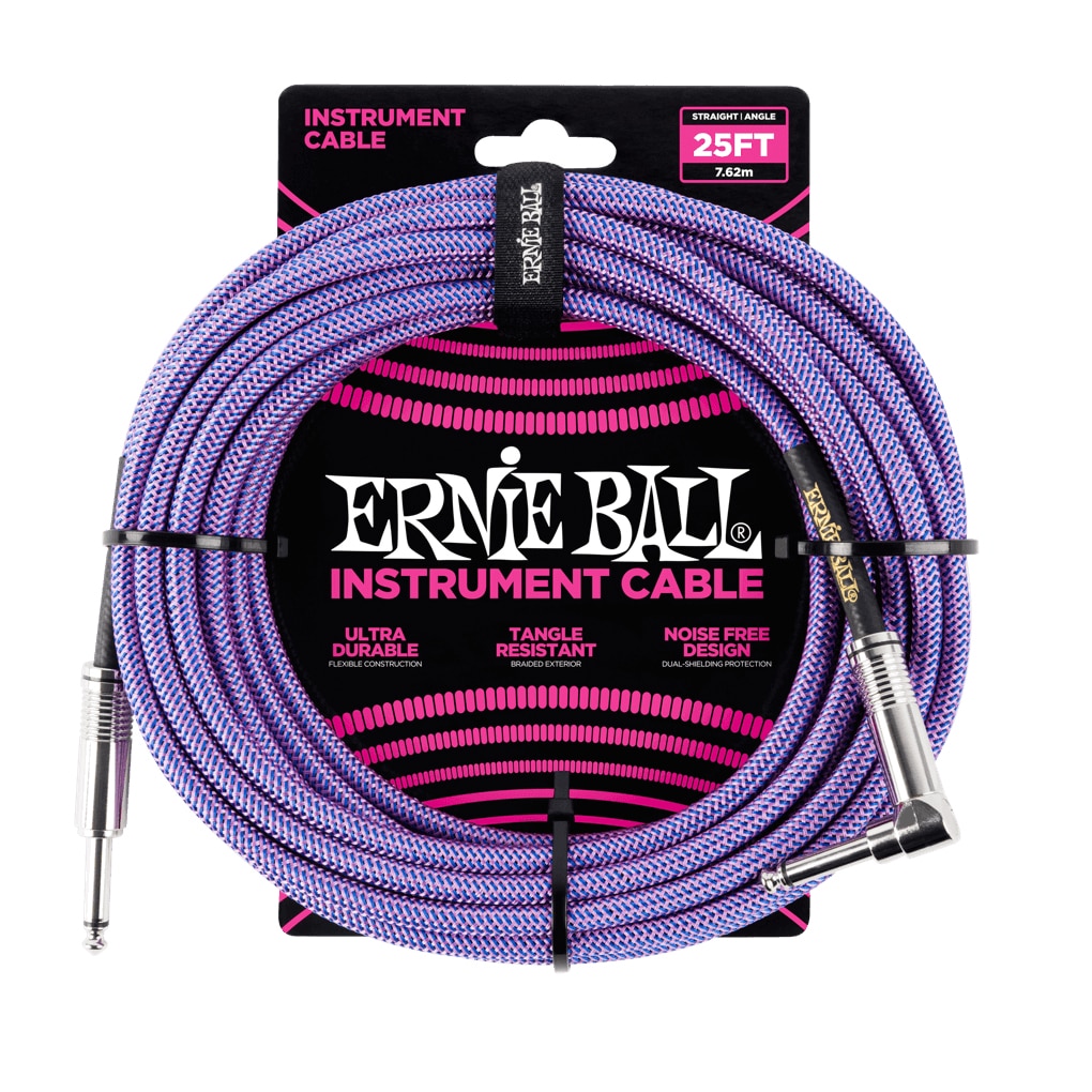 Ernie Ball – Braided Instrument Cable – Straight/Angle – Purple – 25ft – P06069 1