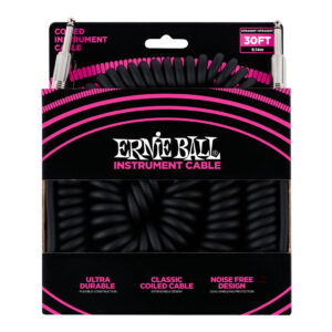 Ernie Ball - Instrument Cable - Coiled Ultraflex Cable - Straight/Straight - Black - 30ft - P06044