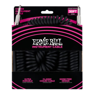 Ernie Ball – Instrument Cable – Coiled Ultraflex Cable – Straight/Straight – Black – 30ft – P06044 1