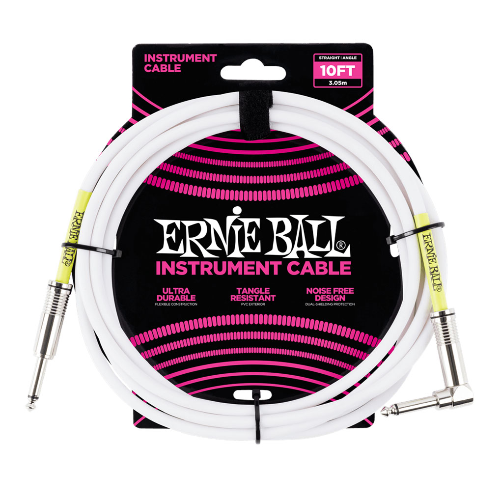 Ernie Ball – Instrument Cable – Ultraflex Cable – Straight/Angled – White – 10ft – P06049 1