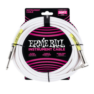 Ernie Ball - Instrument Cable - Ultraflex Cable - Straight/Angled - White - 20ft - P06047