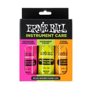 Ernie Ball - Instrument Care Kit - Fretboard Conditioner - Instrument Polish - String Cleaner & Microfibre Polishing Cloth