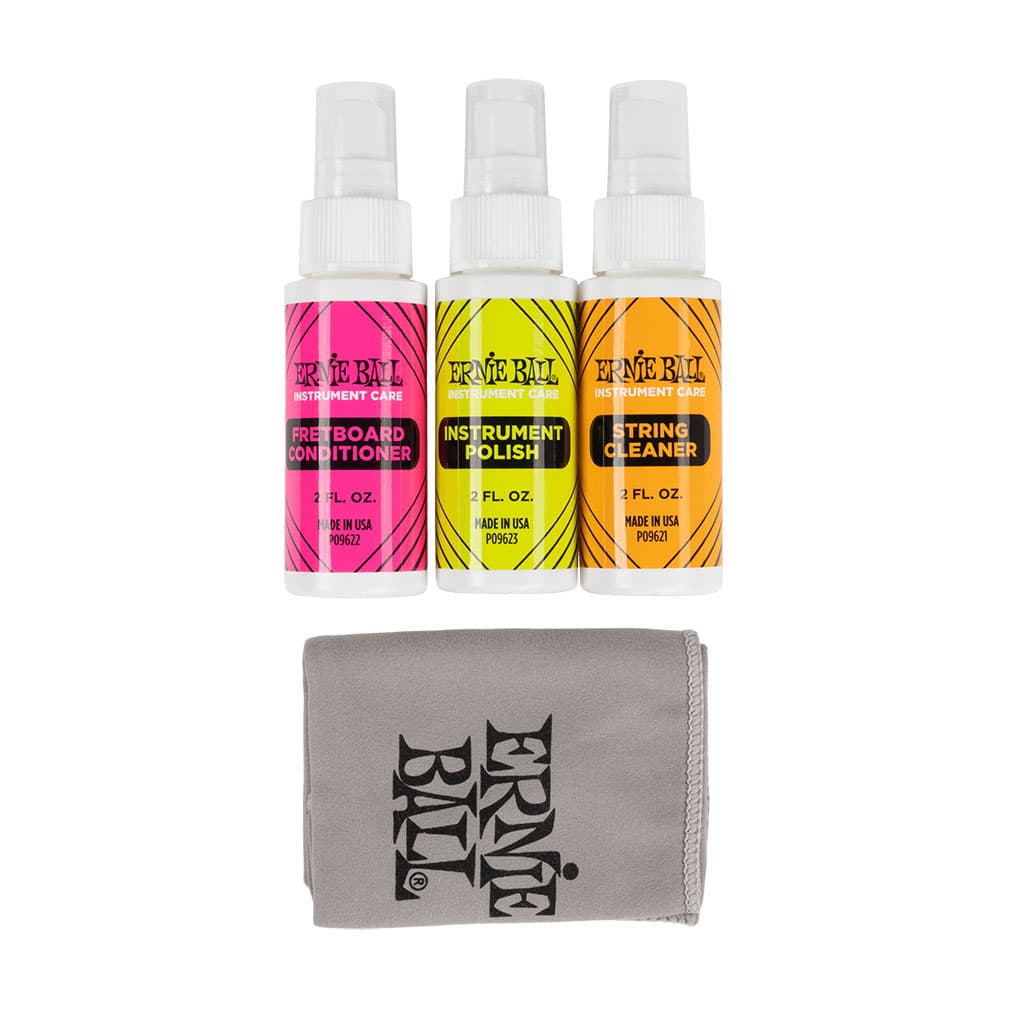 Ernie Ball – Instrument Care Kit – Fretboard Conditioner – Instrument Polish – String Cleaner & Microfibre Polishing Cloth 2