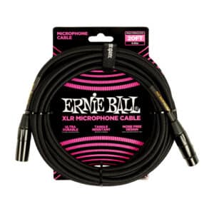 Ernie Ball – Braided XLR Microphone Cable – Male/Female – Black – 20ft – P06392 1