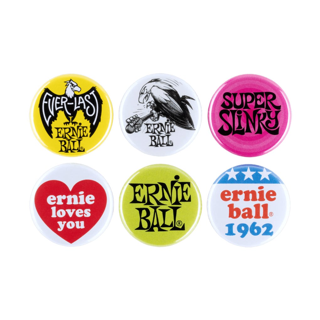 Ernie Ball – 1″ Pinback Button Badges – Assorted Logos – 6 Pack 1