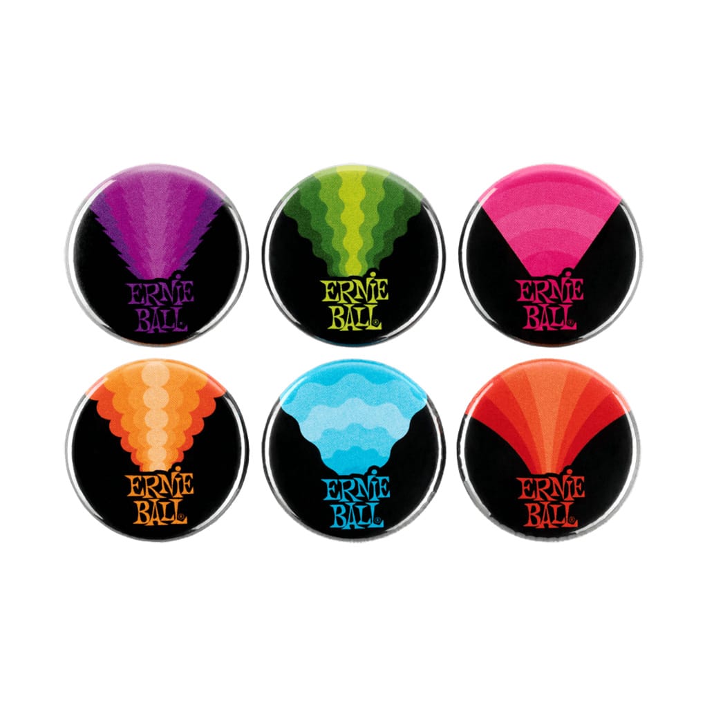 Ernie Ball – 1″ Pinback Button Badges – Colours of Rock’n’Roll – 6 Pack 1