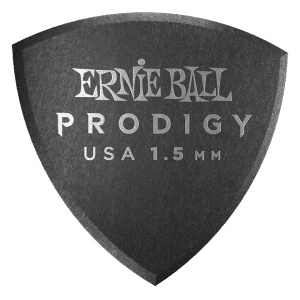 Ernie Ball - Prodigy Guitar Picks - Plectrums - 1.5mm - Black - Charcoal - Large Shield - 6 Pack - P09332