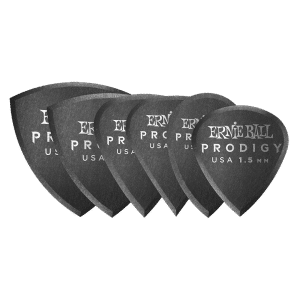 Ernie Ball - Prodigy Guitar Picks - Plectrums - 1.5mm - Black - Charcoal - Multipack - 6 Picks - P09342