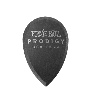 Ernie Ball - Prodigy Guitar Picks - Plectrums - 1.5mm - Black - Charcoal - Teardrop - 6 Pack - P09330