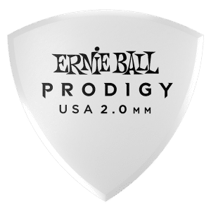 Ernie Ball - Prodigy Guitar Picks - Plectrums - 2.0mm - White - Large Shield - 6 Pack - P09338