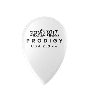 Ernie Ball - Prodigy Guitar Picks - Plectrums - 2.0mm - White - Teardrop - 6 Pack - P09336