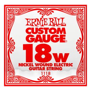 Electric Guitar Single String - Ernie Ball Custom Gauge 18W - 1118 - Nickel Wound - Ball End - .018