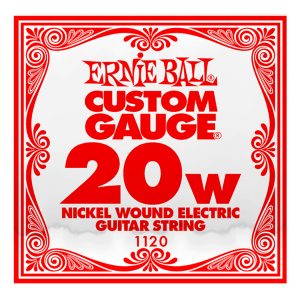 Electric Guitar Single String - Ernie Ball Custom Gauge 20W - 1120 - Nickel Wound - Ball End - .020