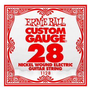 Electric Guitar Single String - Ernie Ball Custom Gauge 28 - 1128 - Nickel Wound - Ball End - .028