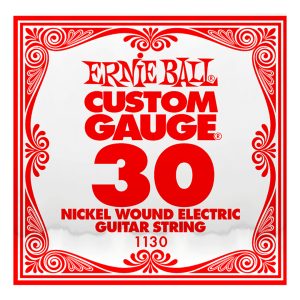 Electric Guitar Single String - Ernie Ball Custom Gauge 30 - 1130 - Nickel Wound - Ball End - .030
