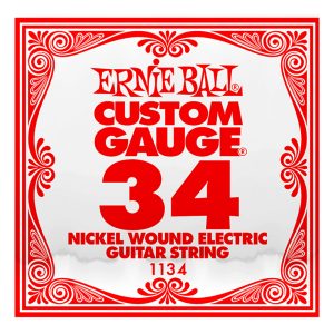 Electric Guitar Single String - Ernie Ball Custom Gauge 34 - 1134 - Nickel Wound - Ball End - .034