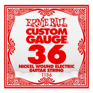 Electric Guitar Single String - Ernie Ball Custom Gauge 36 - 1136 - Nickel Wound - Ball End - .036