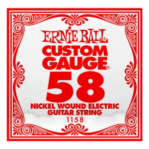 Electric Guitar Single String – Ernie Ball Custom Gauge 58 – 1158 – Nickel Wound – Ball End –