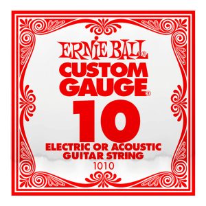 Acoustic & Electric Guitar Single String - Ernie Ball Custom Gauge 10 - 1010 - Plain Steel - Ball End - .010