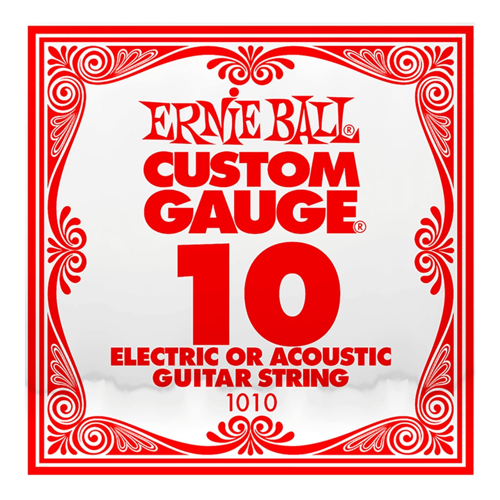 Acoustic & Electric Guitar Single String – Ernie Ball Custom Gauge 10 – 1010 – Plain Steel – Ball End –