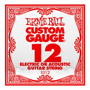 Acoustic & Electric Guitar Single String - Ernie Ball Custom Gauge 12 - 1012 - Plain Steel - Ball End - .012