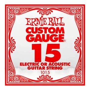 Acoustic & Electric Guitar Single String - Ernie Ball Custom Gauge 15 - 1015 - Plain Steel - Ball End - .015