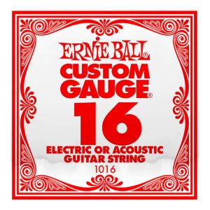 Acoustic & Electric Guitar Single String - Ernie Ball Custom Gauge 16 - 1016 - Plain Steel - Ball End - .016
