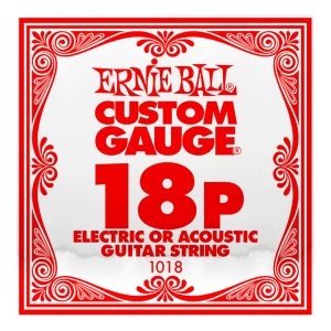 Acoustic & Electric Guitar Single String - Ernie Ball Custom Gauge 18P - 1018 - Plain Steel - Ball End - .018