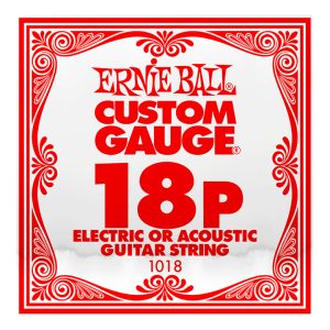 Acoustic & Electric Guitar Single String – Ernie Ball Custom Gauge 18P – 1018 – Plain Steel – Ball End –