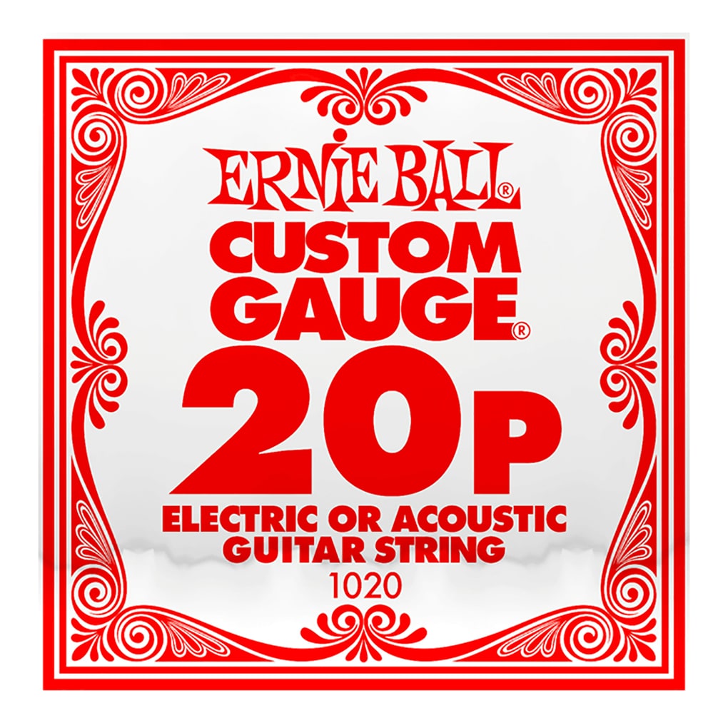 Acoustic & Electric Guitar Single String – Ernie Ball Custom Gauge 20P – 1020 – Plain Steel – Ball End –