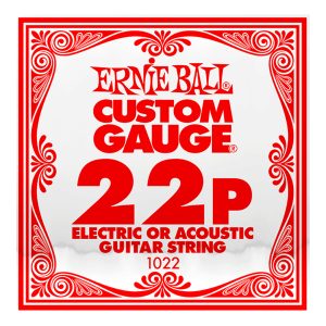Acoustic & Electric Guitar Single String - Ernie Ball Custom Gauge 22P - 1022 - Plain Steel - Ball End - .022