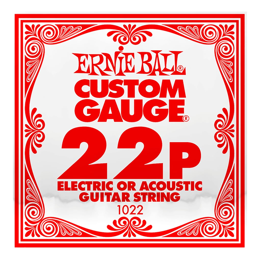 Acoustic & Electric Guitar Single String – Ernie Ball Custom Gauge 22P – 1022 – Plain Steel – Ball End –