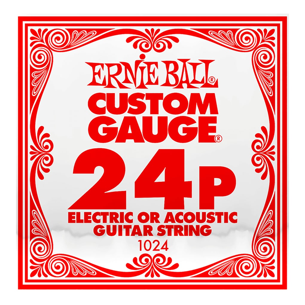 Acoustic & Electric Guitar Single String – Ernie Ball Custom Gauge 24P – 1024 – Plain Steel – Ball End –