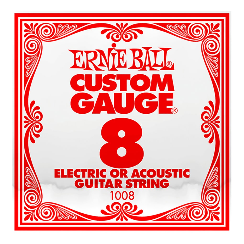 Acoustic & Electric Guitar Single String – Ernie Ball Custom Gauge 8 – 1008 – Plain Steel – Ball End –