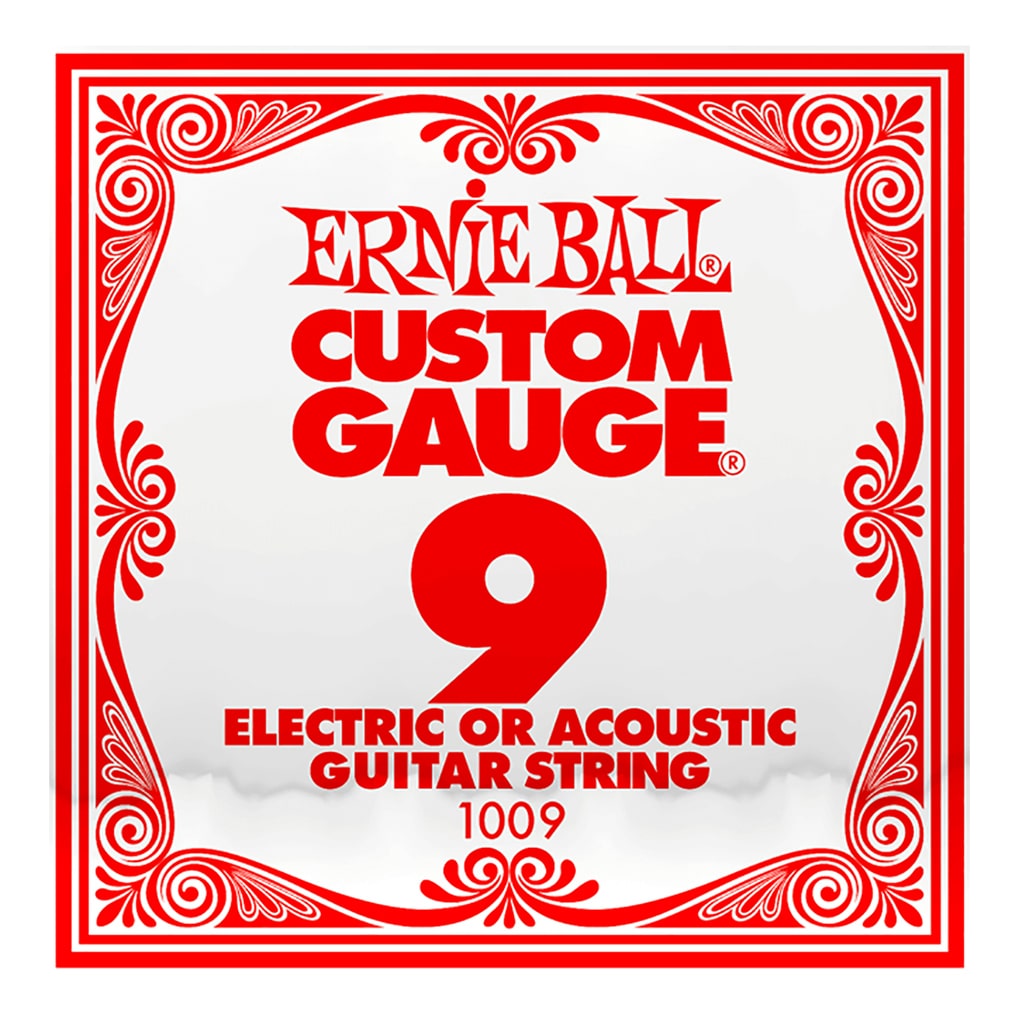 Acoustic & Electric Guitar Single String – Ernie Ball Custom Gauge 9 – 1009 – Plain Steel – Ball End –