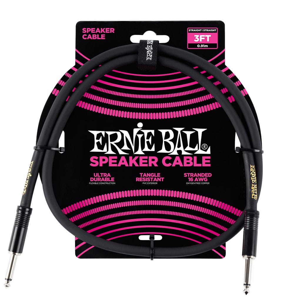 Ernie Ball – Speaker Cable – Straight/Straight – Black – 3ft – P06071 1