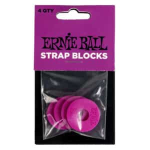 Ernie Ball - Rubber Strap Blocks - Securely Fasten Your Guitar Strap - Purple - 4 Pack - P05618