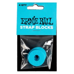 Ernie Ball - Rubber Strap Blocks - Securely Fasten Your Guitar Strap - Blue - 4 Pack - P05619