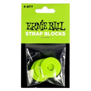 Ernie Ball – Rubber Strap Blocks – Securely Fasten Your Guitar Strap – Green – 4 Pack – P05622 1