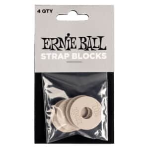 Ernie Ball - Rubber Strap Blocks - Securely Fasten Your Guitar Strap - Grey - 4 Pack - P05625
