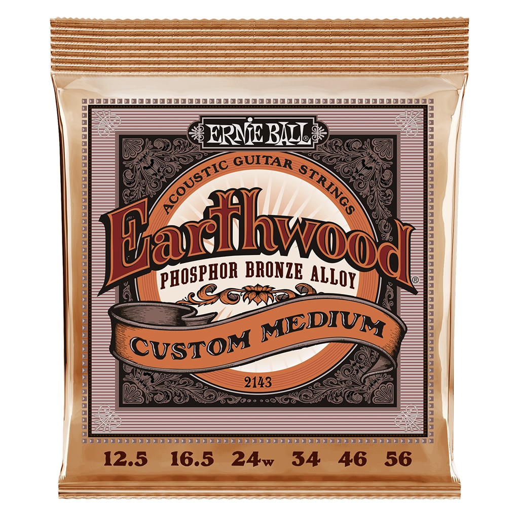 Acoustic Guitar Strings – Ernie Ball 2143 – Earthwood – Phosphor Bronze – Custom Medium – 12