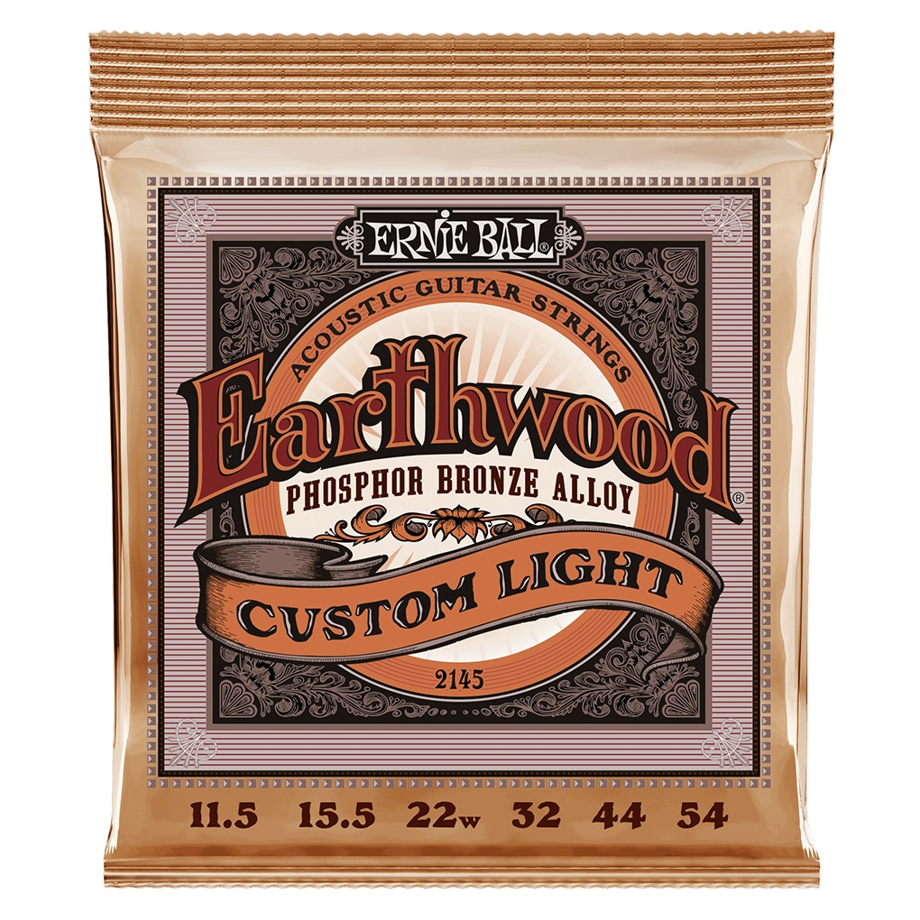 Acoustic Guitar Strings – Ernie Ball 2145 – Earthwood – Phosphor Bronze – Custom Light – 11