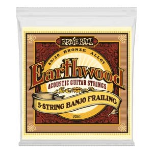 Banjo Strings - Ernie Ball 2061 - 5-String Banjo - Earthwood - Frailing - 80/20 Bronze - 10-24 - Loop End