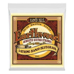 Banjo Strings - Ernie Ball 2063 - 5-String Banjo - Earthwood - Bluegrass - 80/20 Bronze - 9-20 - Loop End