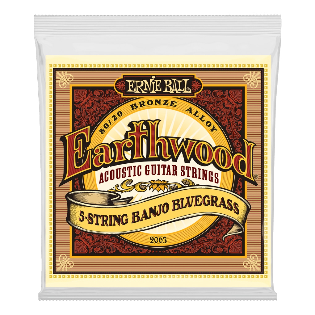 Banjo Strings – Ernie Ball 2063 – 5-String Banjo – Earthwood – Bluegrass – 80/20 Bronze – 9-20 – Loop End 1