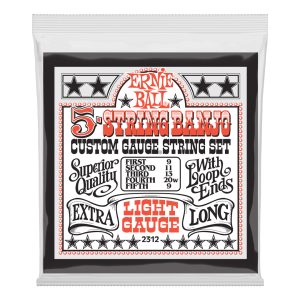 Banjo Strings - Ernie Ball 2312 - 5-String Banjo - Stainless Steel - Light - 9-9 - Loop End