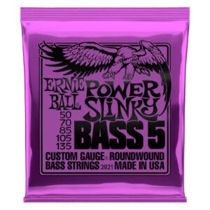 Bass Guitar Strings - Electric - Ernie Ball 2821 - 5 String - Nickel Wound - Power Slinky - 50-135