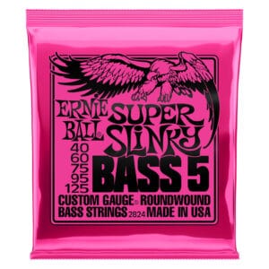 Bass Guitar Strings - Electric - Ernie Ball 2824 - 5 String - Nickel Wound - Super Slinky - 40-125