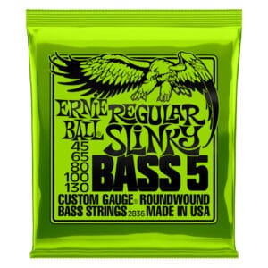 Bass Guitar Strings - Electric - Ernie Ball 2836 - 5 String - Nickel Wound - Regular Slinky - 45-130